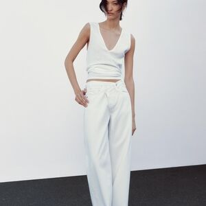 Zara White Crossover Jeans
